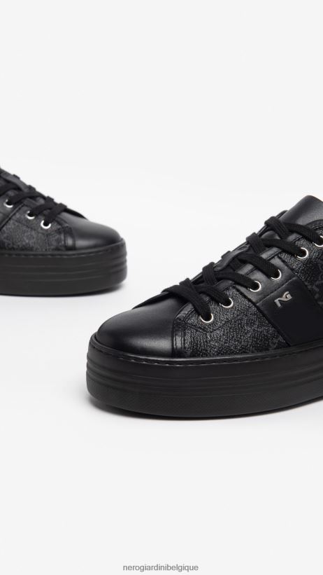 chaussure être NeroGiardini femmes art. baskets en cuir i308420d noir F2F08N21