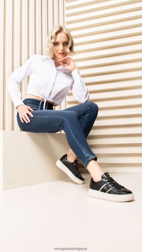 chaussure être NeroGiardini femmes art. baskets en cuir i308430d noir F2F08N5