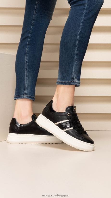 chaussure être NeroGiardini femmes art. baskets en cuir i308430d noir F2F08N5