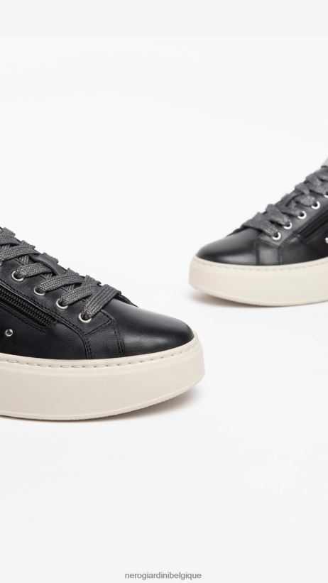 chaussure être NeroGiardini femmes art. baskets en cuir i308460d noir F2F08N2