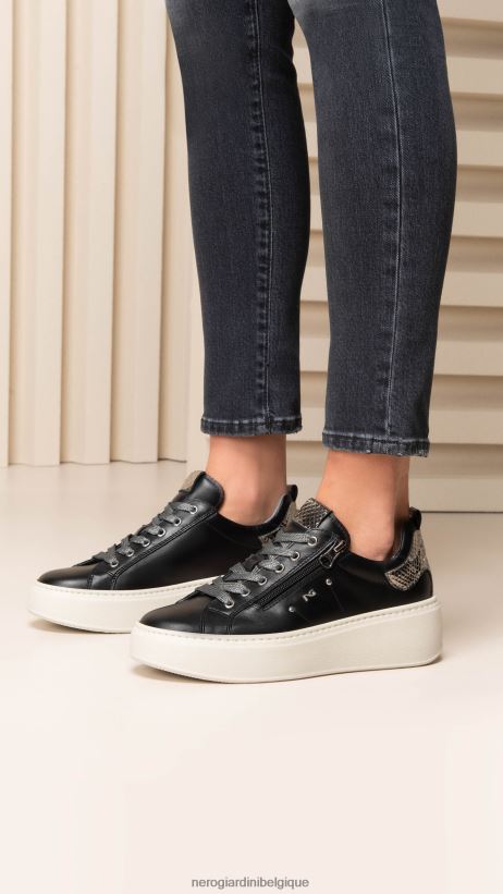chaussure être NeroGiardini femmes art. baskets en cuir i308460d noir F2F08N2