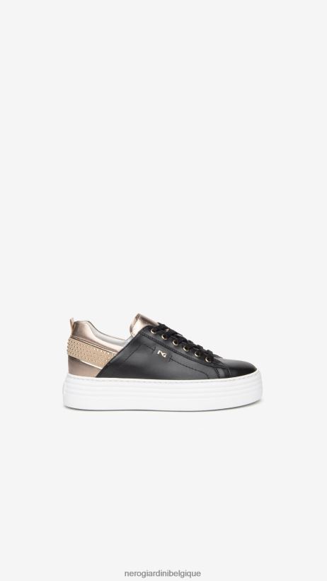 chaussure être NeroGiardini femmes art. baskets i117001d en cuir et en daim noir F2F08N32