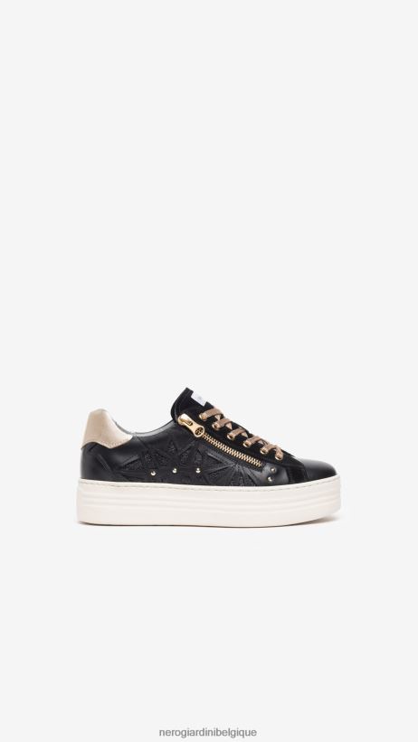 chaussure être NeroGiardini femmes art. baskets i308410d en cuir et en daim noir F2F08N11