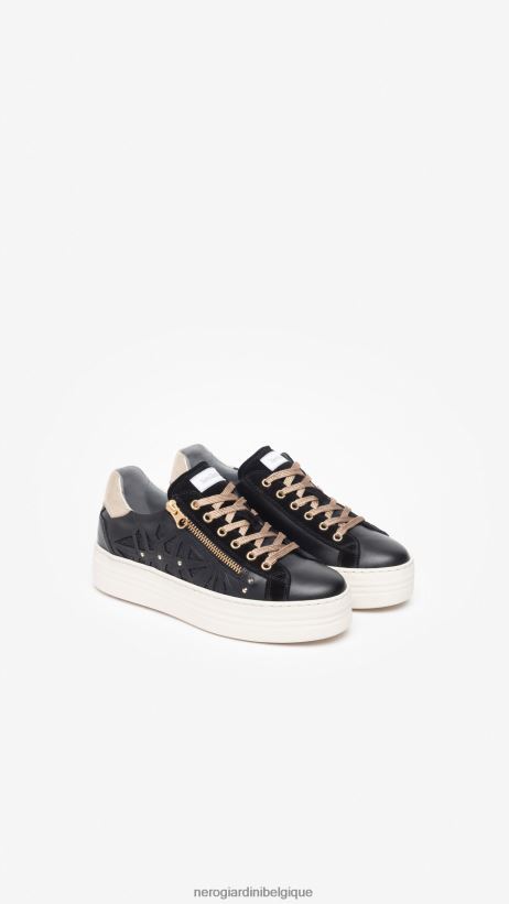 chaussure être NeroGiardini femmes art. baskets i308410d en cuir et en daim noir F2F08N11