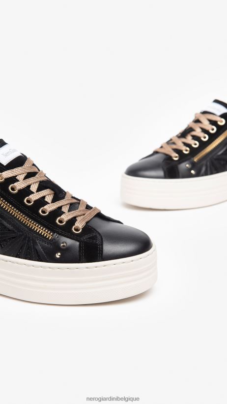 chaussure être NeroGiardini femmes art. baskets i308410d en cuir et en daim noir F2F08N11