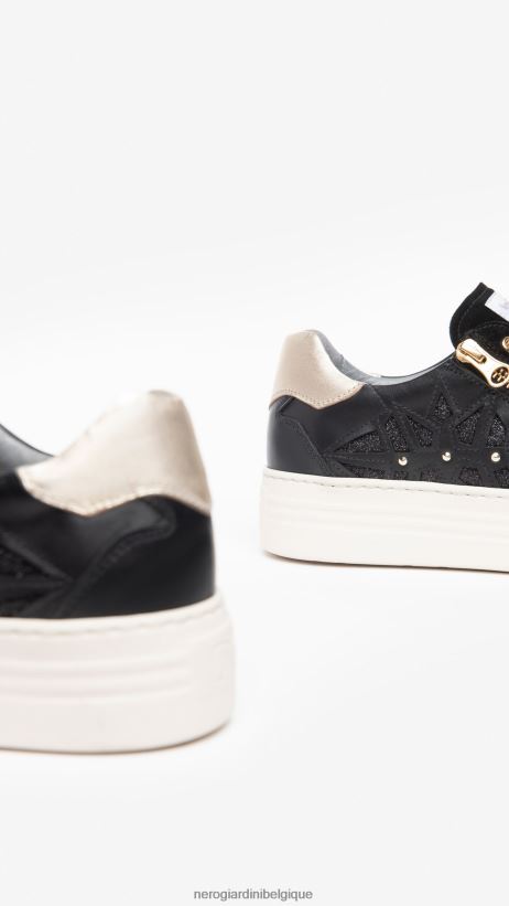 chaussure être NeroGiardini femmes art. baskets i308410d en cuir et en daim noir F2F08N11