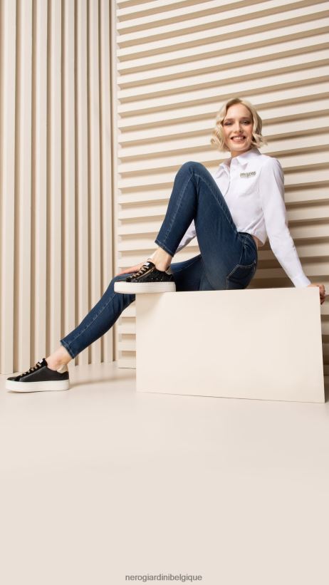 chaussure être NeroGiardini femmes art. baskets i308410d en cuir et en daim noir F2F08N11