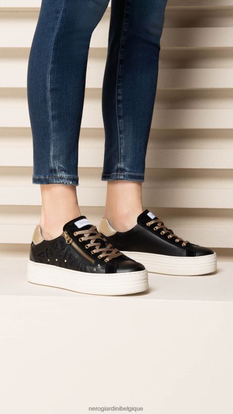 chaussure être NeroGiardini femmes art. baskets i308410d en cuir et en daim noir F2F08N11