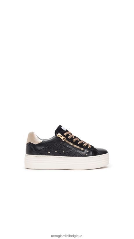 chaussure être NeroGiardini femmes art. baskets i308410d en cuir et en daim noir F2F08N11