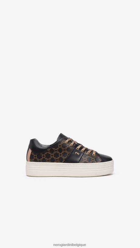 chaussure être NeroGiardini femmes art. baskets i308421d en cuir noir F2F08N6