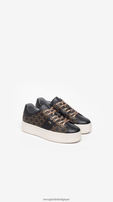 chaussure être NeroGiardini femmes art. baskets i308421d en cuir noir F2F08N6