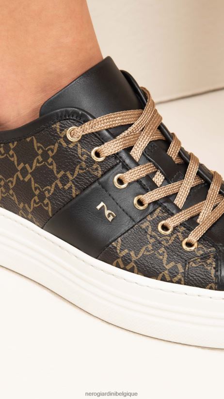 chaussure être NeroGiardini femmes art. baskets i308421d en cuir noir F2F08N6