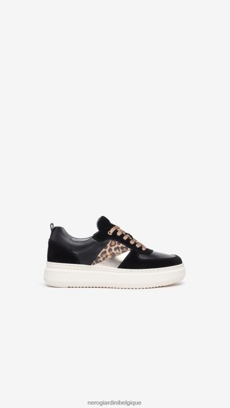 chaussure être NeroGiardini femmes art. baskets i308431d en cuir et en daim noir F2F08N23