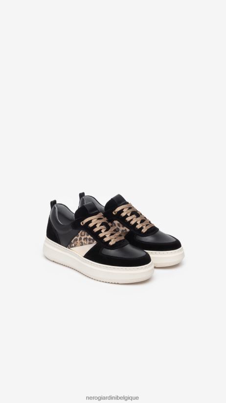 chaussure être NeroGiardini femmes art. baskets i308431d en cuir et en daim noir F2F08N23