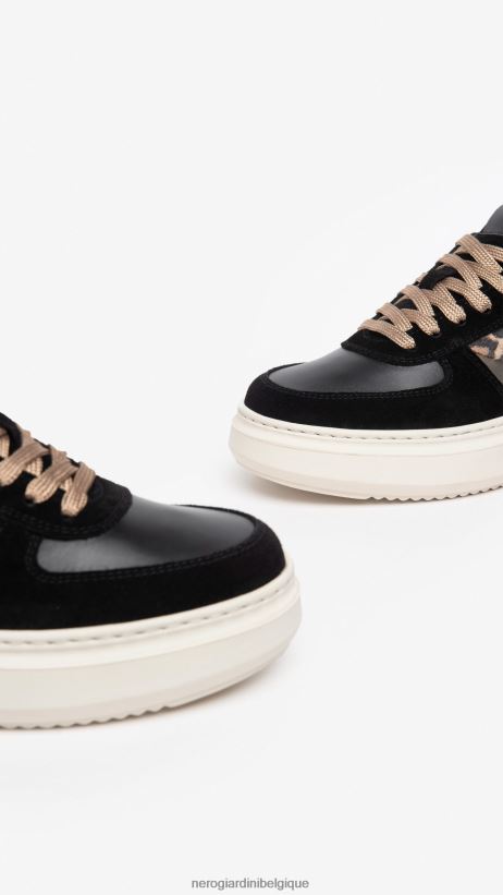 chaussure être NeroGiardini femmes art. baskets i308431d en cuir et en daim noir F2F08N23