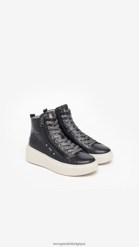 chaussure être NeroGiardini femmes art. baskets i308462d en cuir noir F2F08N13