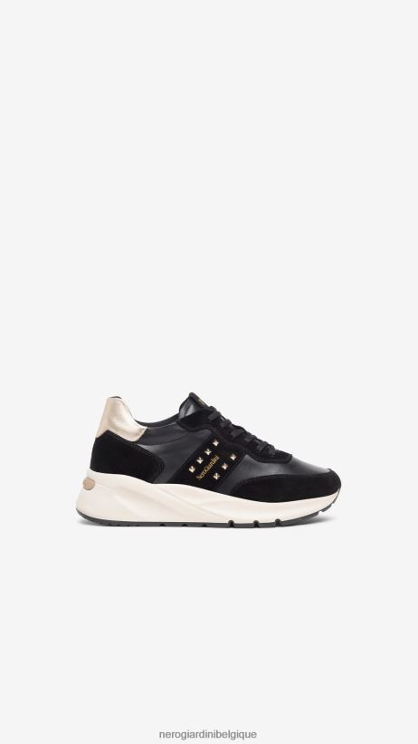chaussure être NeroGiardini femmes art. baskets i308335d en cuir et en daim noir F2F08N1