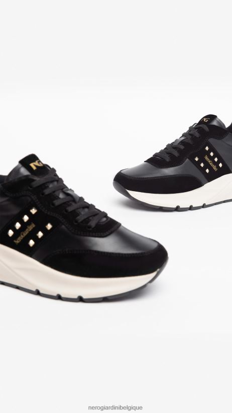 chaussure être NeroGiardini femmes art. baskets i308335d en cuir et en daim noir F2F08N1