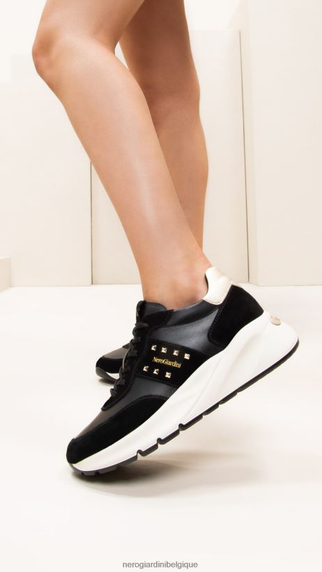 chaussure être NeroGiardini femmes art. baskets i308335d en cuir et en daim noir F2F08N1