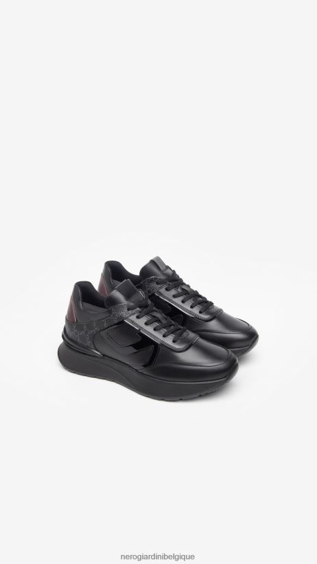 chaussure être NeroGiardini femmes art. baskets i308351d en cuir et cuir verni noir F2F08N22