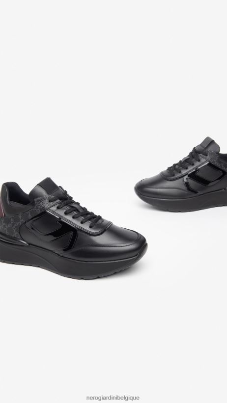 chaussure être NeroGiardini femmes art. baskets i308351d en cuir et cuir verni noir F2F08N22