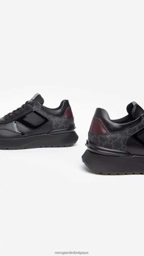 chaussure être NeroGiardini femmes art. baskets i308351d en cuir et cuir verni noir F2F08N22