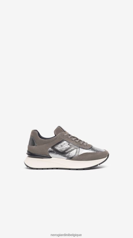 chaussure être NeroGiardini femmes art. baskets i308355d en cuir et en daim ciment F2F08N36