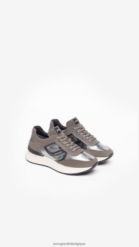 chaussure être NeroGiardini femmes art. baskets i308355d en cuir et en daim ciment F2F08N36