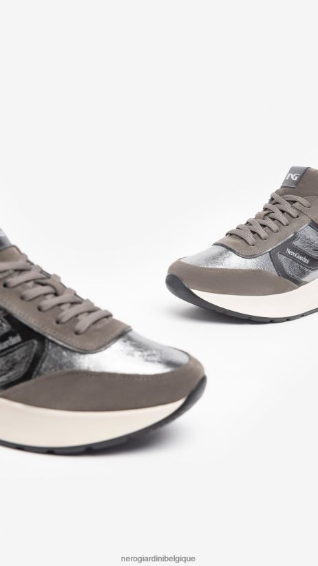 chaussure être NeroGiardini femmes art. baskets i308355d en cuir et en daim ciment F2F08N36