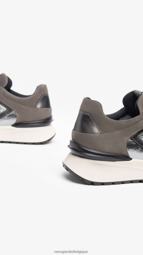 chaussure être NeroGiardini femmes art. baskets i308355d en cuir et en daim ciment F2F08N36