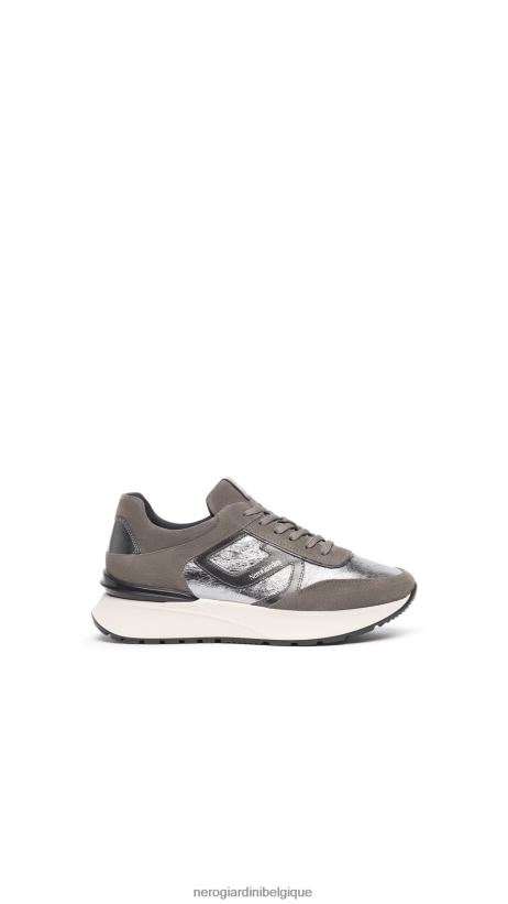 chaussure être NeroGiardini femmes art. baskets i308355d en cuir et en daim ciment F2F08N36