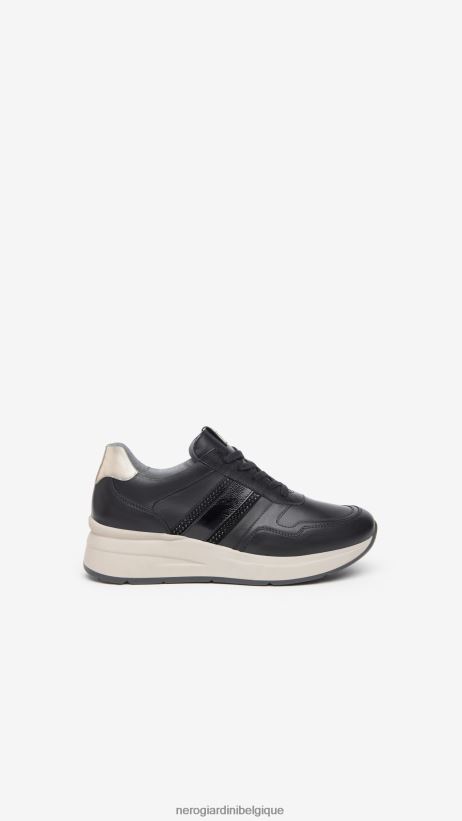 chaussure être NeroGiardini femmes art. baskets i308375d en cuir et en daim noir F2F08N33