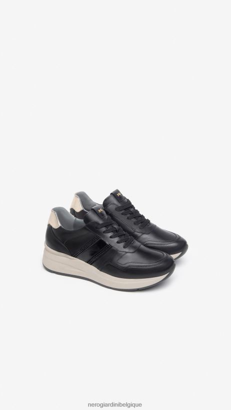 chaussure être NeroGiardini femmes art. baskets i308375d en cuir et en daim noir F2F08N33
