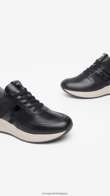 chaussure être NeroGiardini femmes art. baskets i308375d en cuir et en daim noir F2F08N33