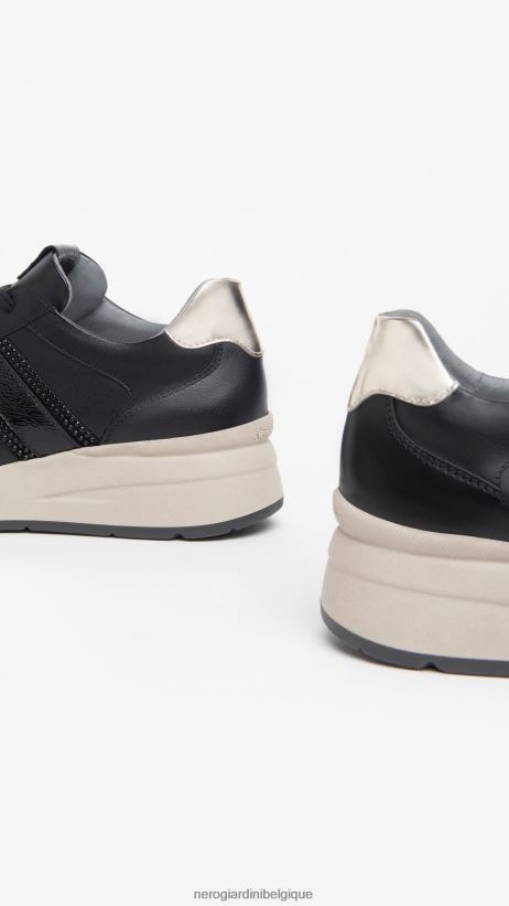 chaussure être NeroGiardini femmes art. baskets i308375d en cuir et en daim noir F2F08N33