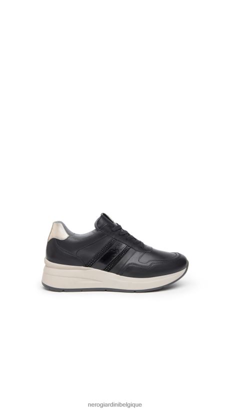 chaussure être NeroGiardini femmes art. baskets i308375d en cuir et en daim noir F2F08N33