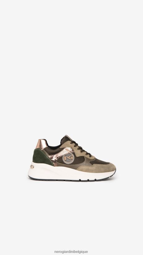 chaussure être NeroGiardini femmes art. i205243d baskets en daim, cuir et toile pierre F2F08N14