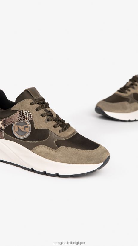 chaussure être NeroGiardini femmes art. i205243d baskets en daim, cuir et toile pierre F2F08N14