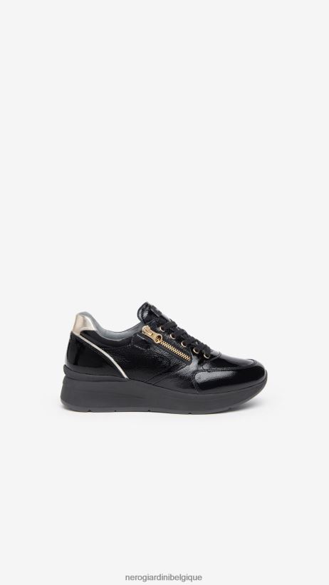 chaussure être NeroGiardini femmes art. i308372d baskets en cuir verni noir F2F08N18