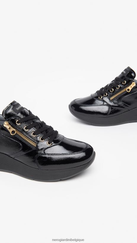 chaussure être NeroGiardini femmes art. i308372d baskets en cuir verni noir F2F08N18