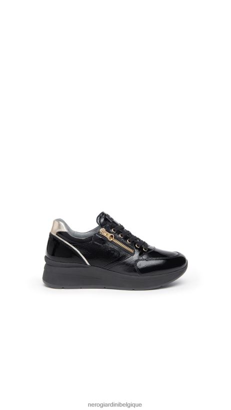 chaussure être NeroGiardini femmes art. i308372d baskets en cuir verni noir F2F08N18