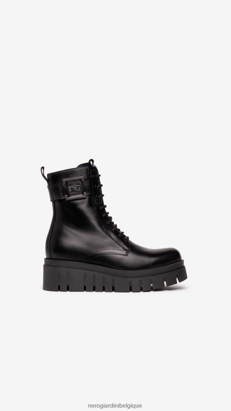 chaussure être NeroGiardini femmes art. i309092d bottes de combat en cuir noir F2F08N109