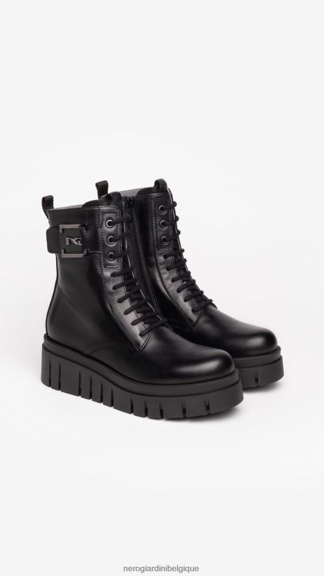 chaussure être NeroGiardini femmes art. i309092d bottes de combat en cuir noir F2F08N109