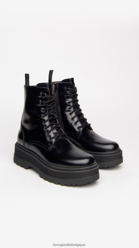 chaussure être NeroGiardini femmes art. i309190d bottes de combat en cuir noir F2F08N117