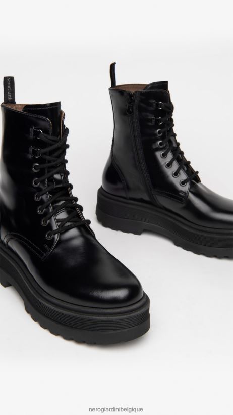 chaussure être NeroGiardini femmes art. i309190d bottes de combat en cuir noir F2F08N117