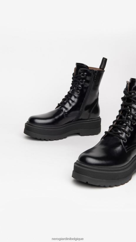 chaussure être NeroGiardini femmes art. i309190d bottes de combat en cuir noir F2F08N117