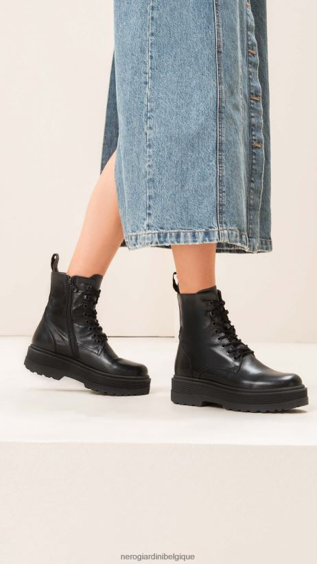chaussure être NeroGiardini femmes art. i309190d bottes de combat en cuir noir F2F08N117