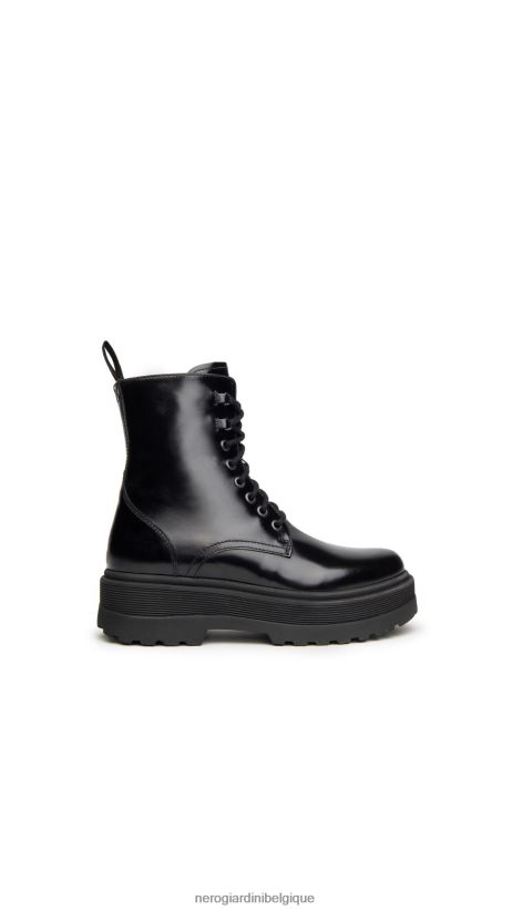 chaussure être NeroGiardini femmes art. i309190d bottes de combat en cuir noir F2F08N117