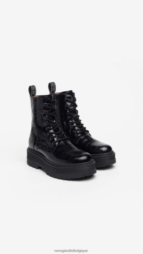 chaussure être NeroGiardini femmes art. i309191d bottes de combat en cuir noir F2F08N137