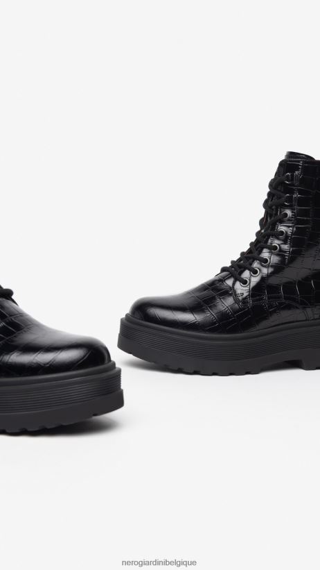 chaussure être NeroGiardini femmes art. i309191d bottes de combat en cuir noir F2F08N137
